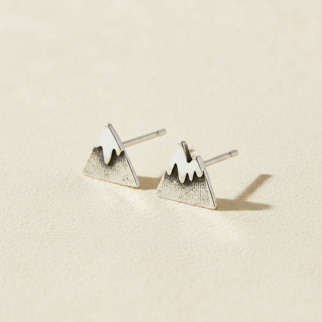 Snow Capped Mountain Stud Earrings