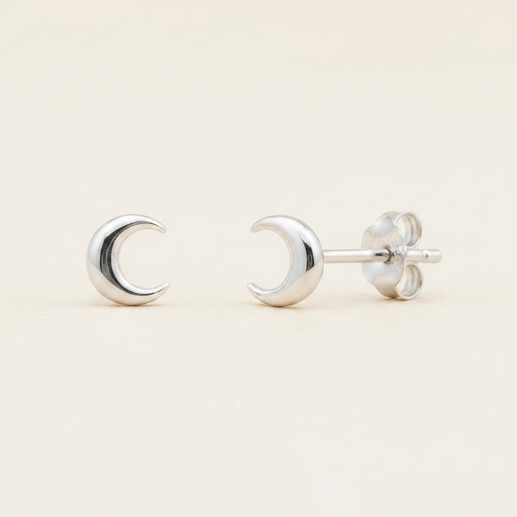 Crescent Moon Stud Earrings