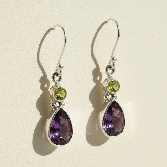 Amethyst & Peridot Dangle Earrings
