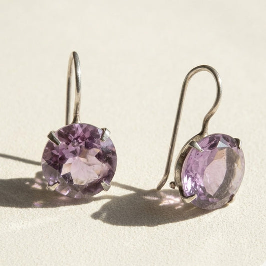Classic Faceted Stone Drop Earrings