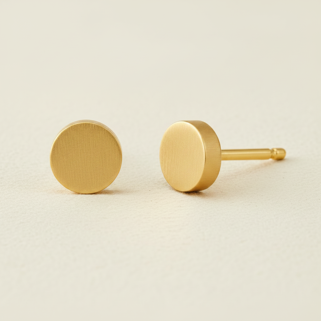 Round Gold Disc Studs