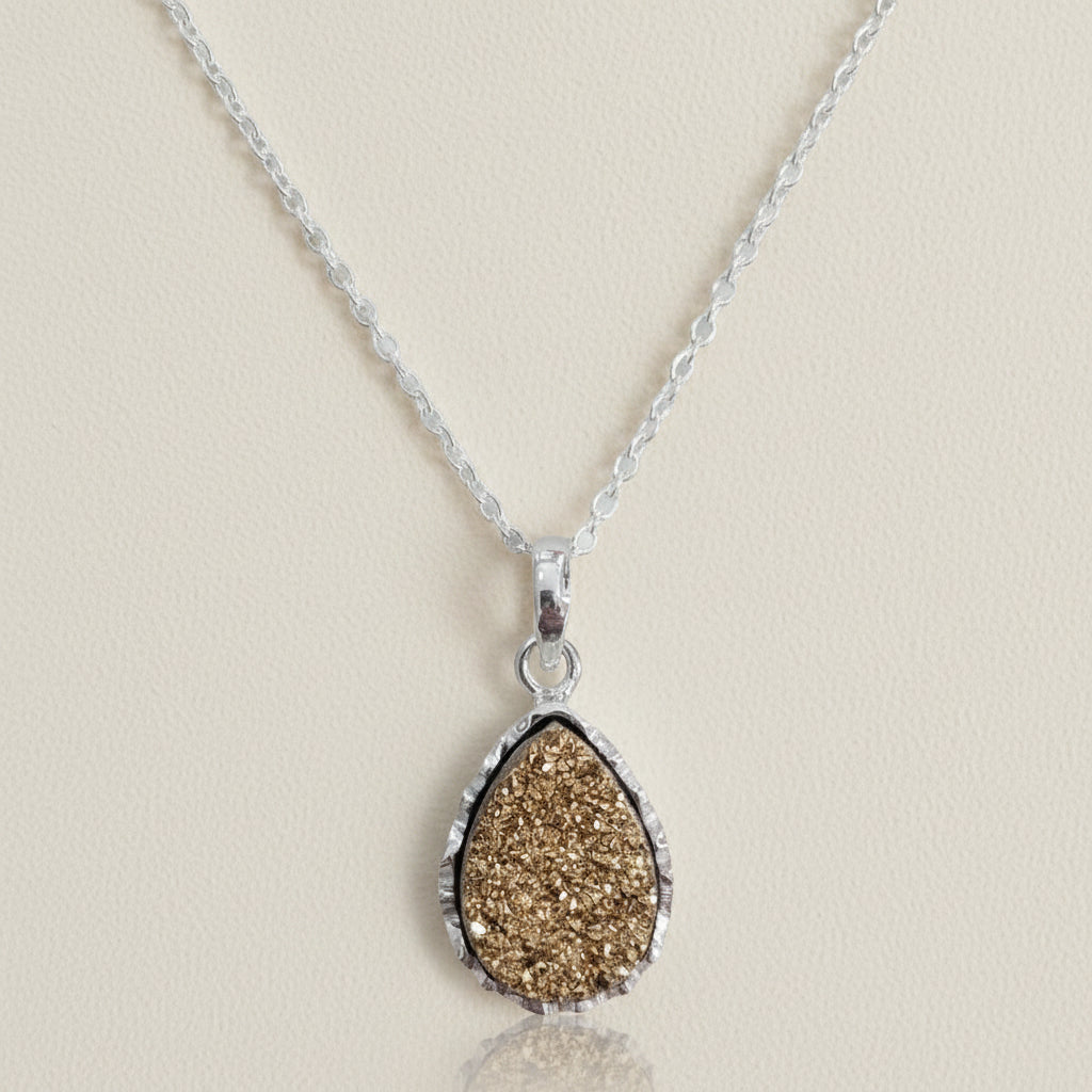 Teardrop Druzy Pendant Necklace