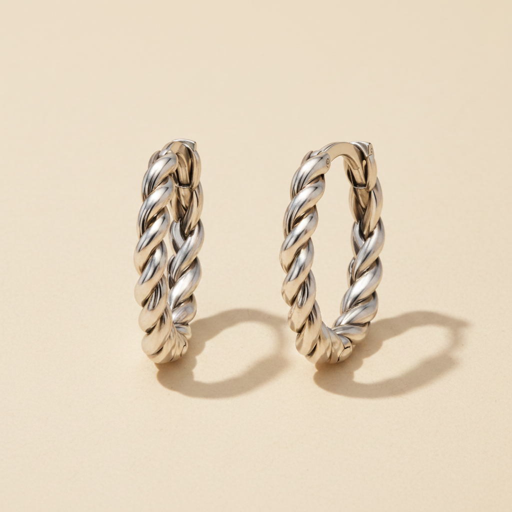 Braided Huggie Hoop Earrings