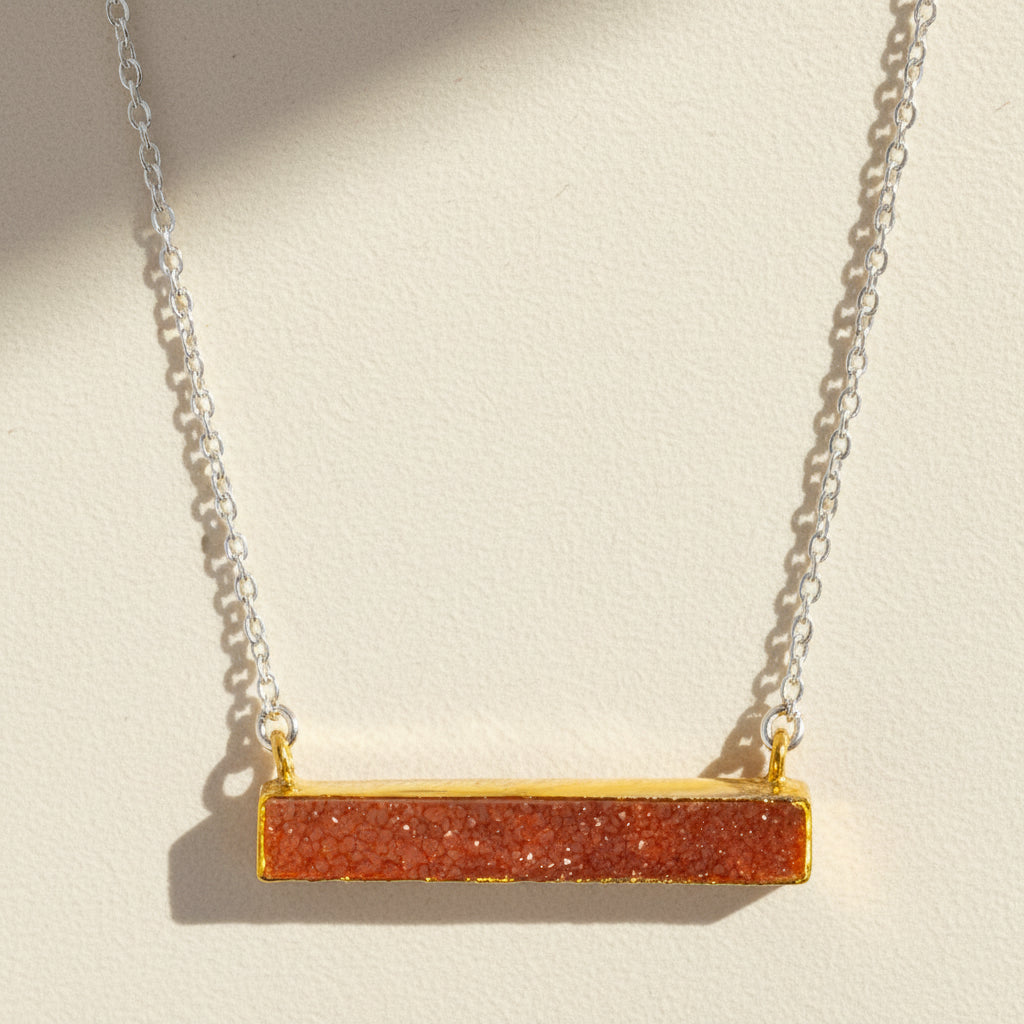 Two-Tone Druzy Bar Necklace