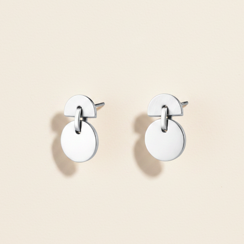 Tiny Half Moon / Full Moon Stud Earrings