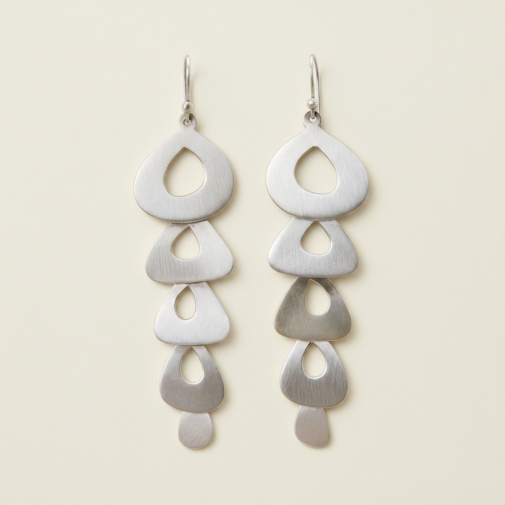 Five Tier Organic Cascade Drop Earrings