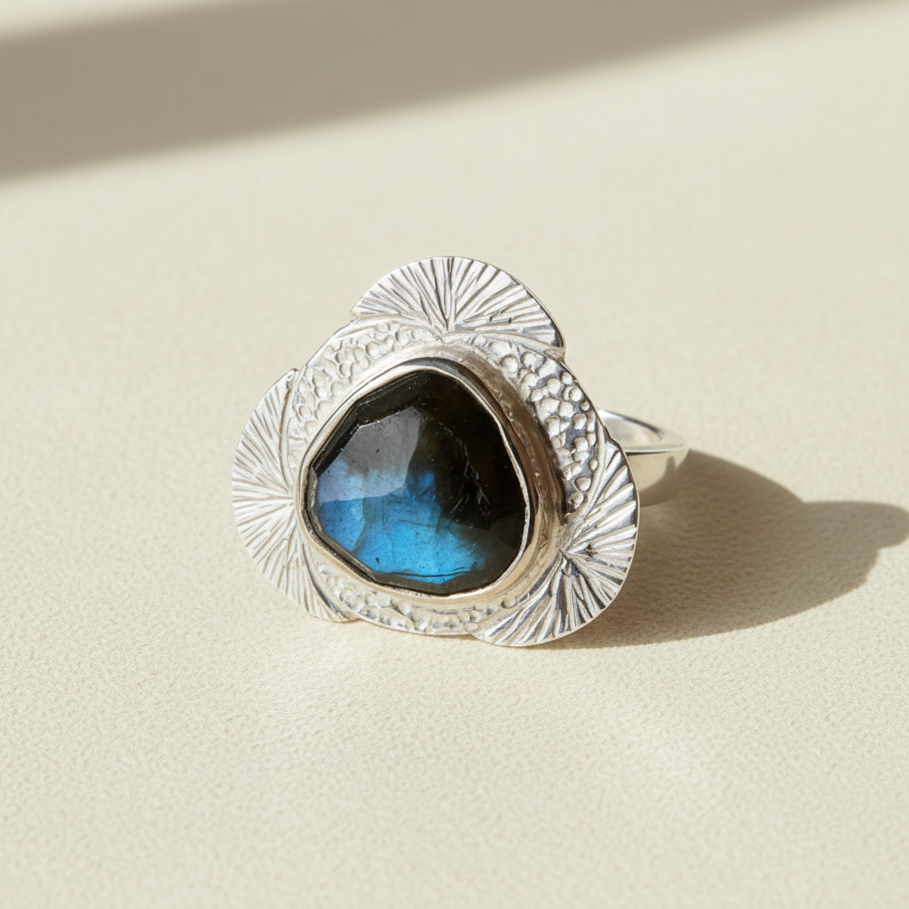 Contemporary Mixed Metal Labradorite Tidepool Ring