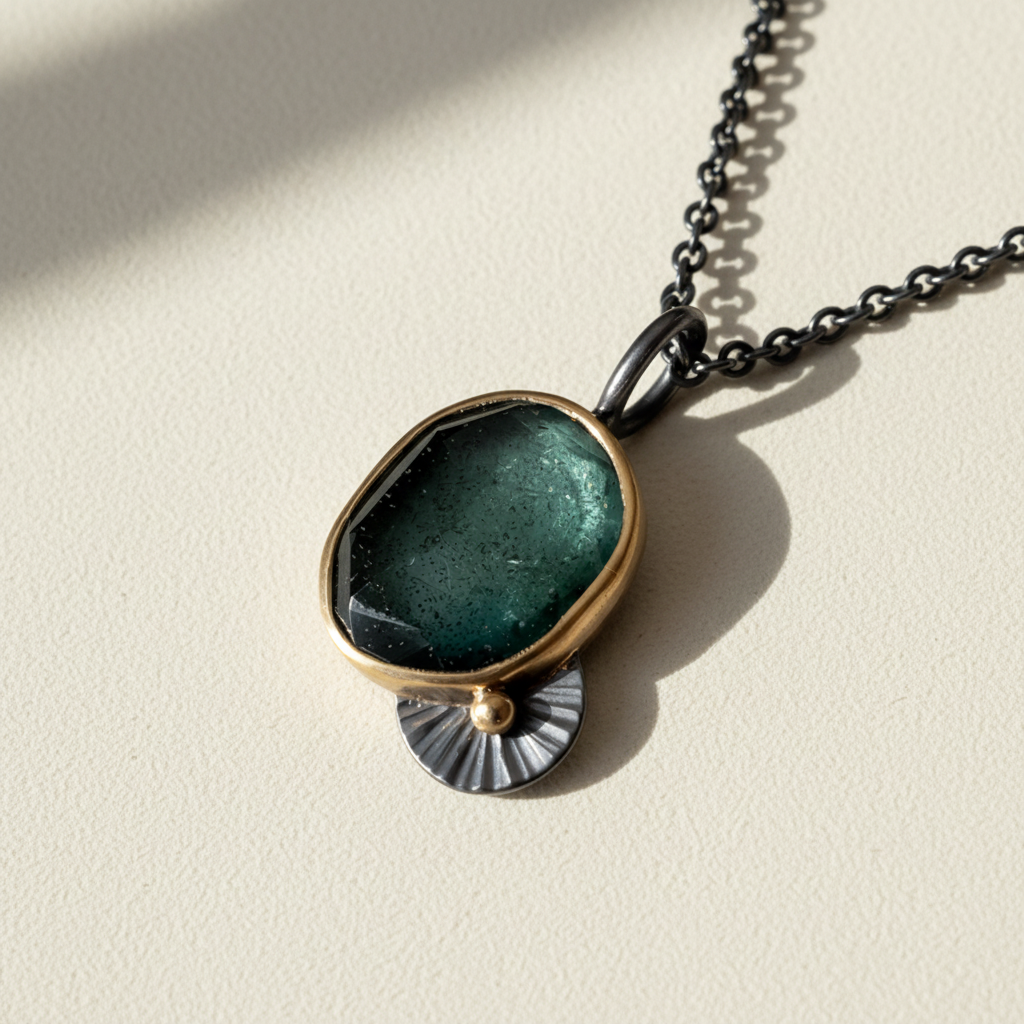 Moss Aquamarine Guppy Necklace