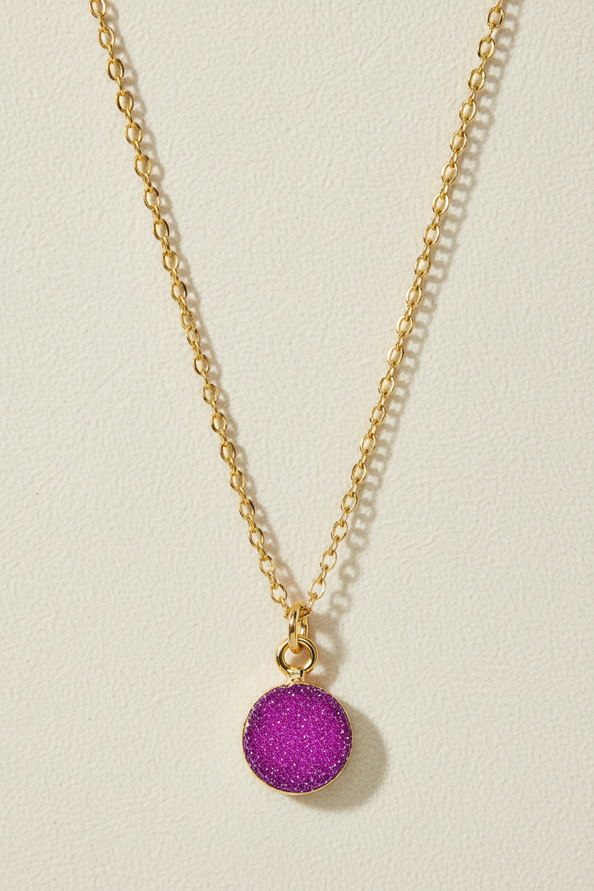 Round Druzy Pendant Necklace