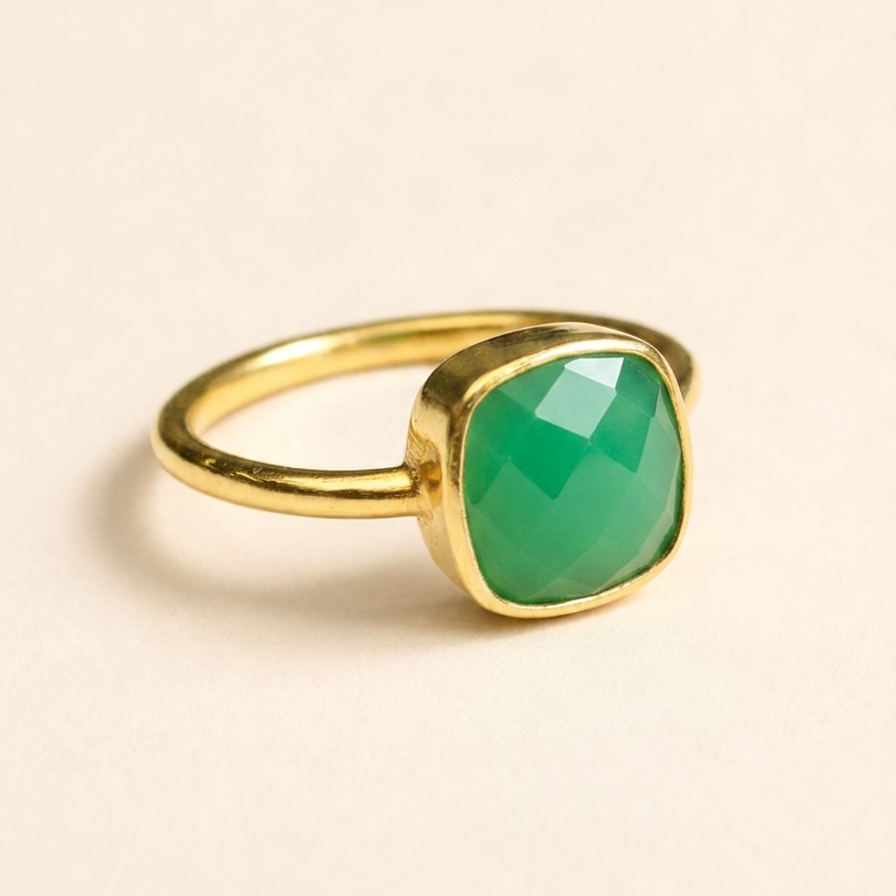 Small Faceted Semi-Precious Stone Ring