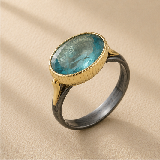 Two-Tone Nefertiti Apatite Ring