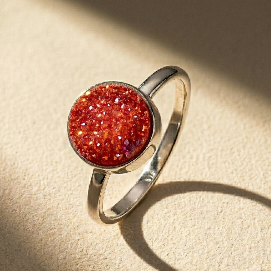Dainty Round Druzy Ring