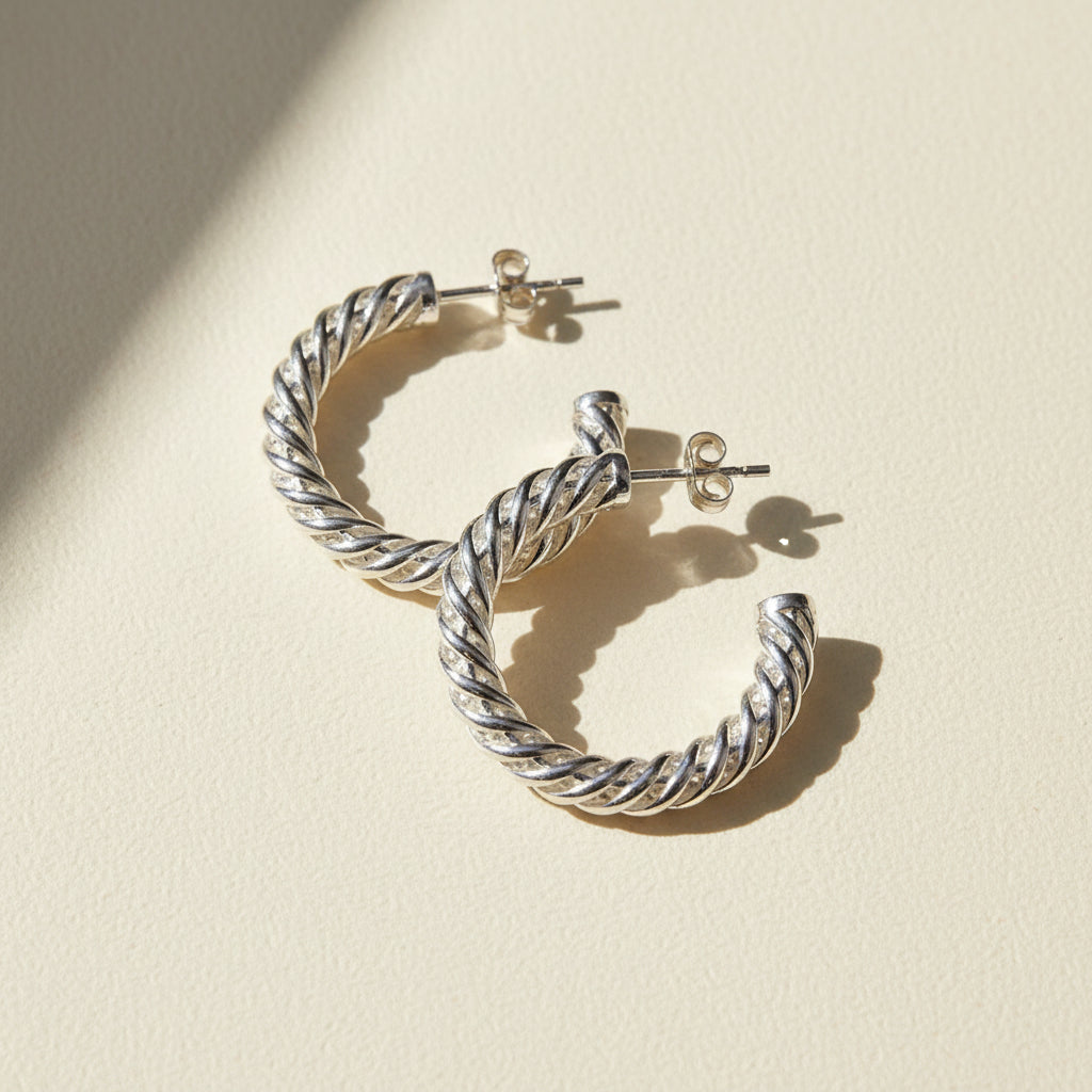 Spiral Basket Hoop Earrings