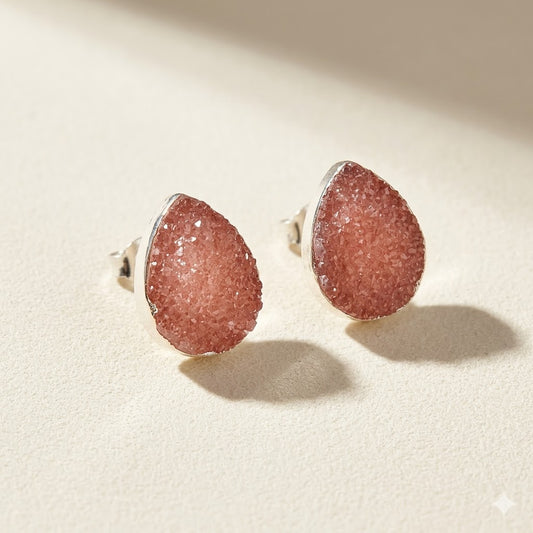 Teardrop Druzy Stud Earrings