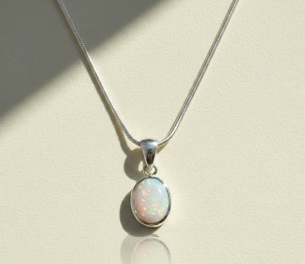 Oval Opal Pendant Necklace