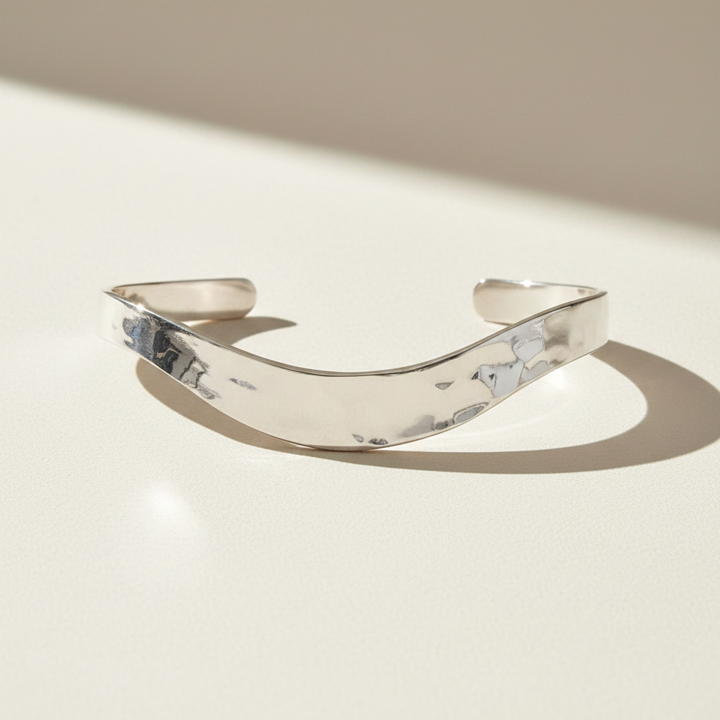 Hammered Wave Cuff Bracelet