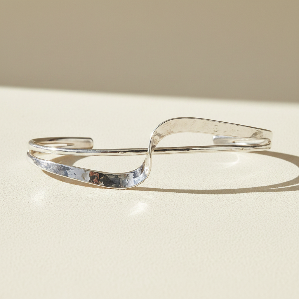 Hammered Wire Swirl Cuff Bracelet