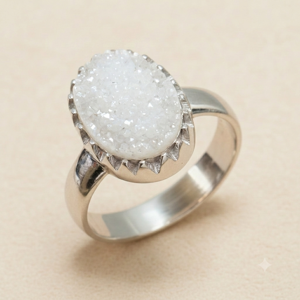 Medium Oval Druzy Ring