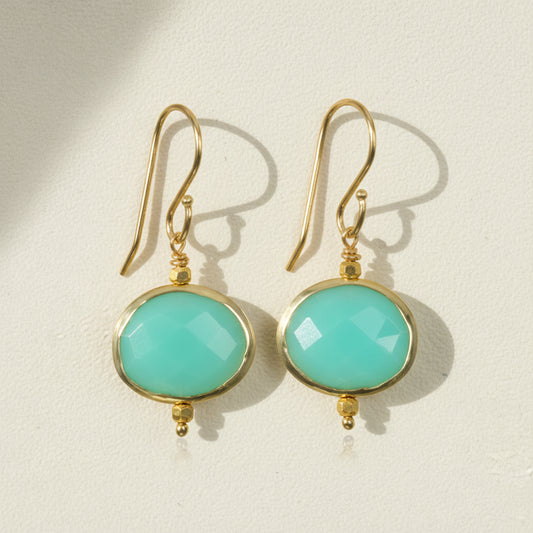 Faceted Bezeled Drop Earrings