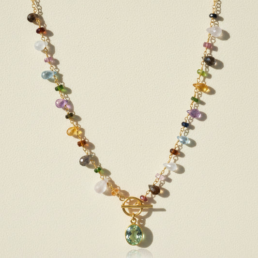Green Amethyst Wildflower Toggle Necklace