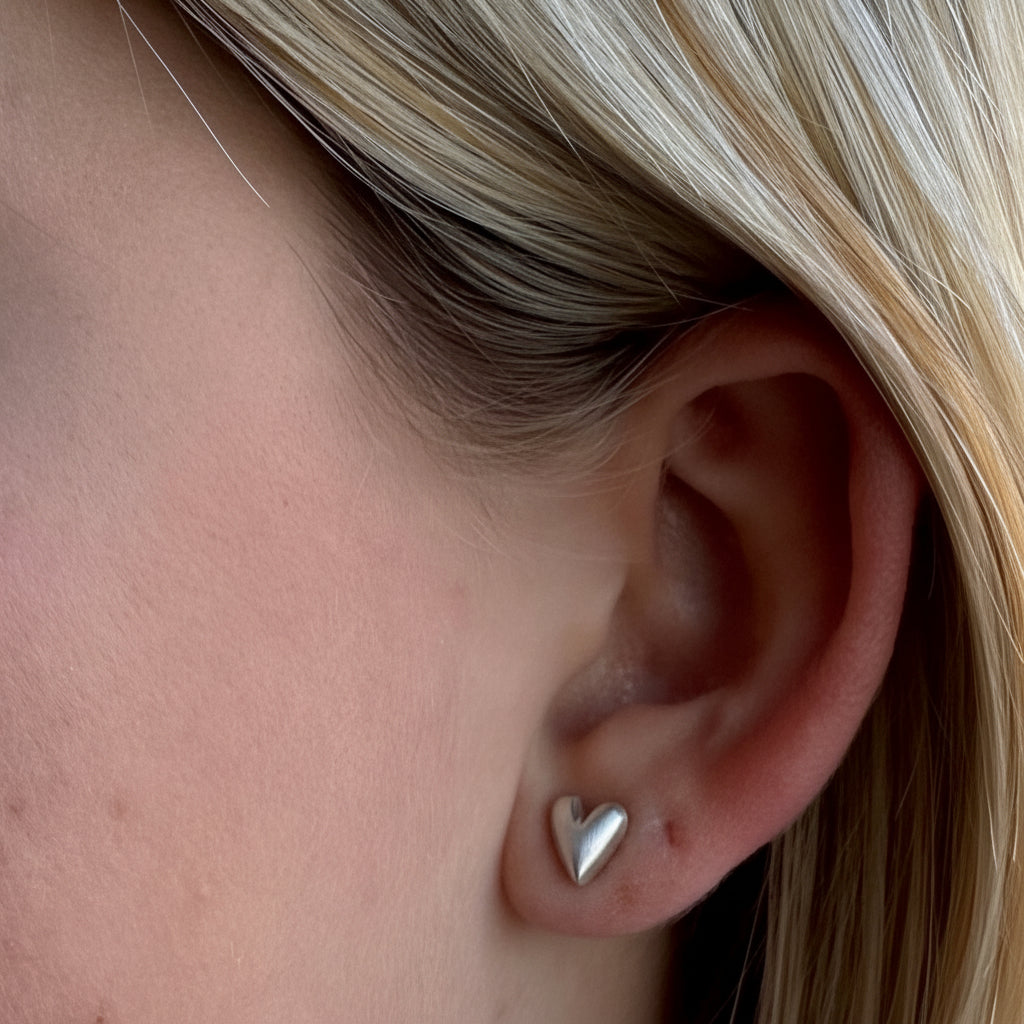 Puffy Heart Stud Earrings