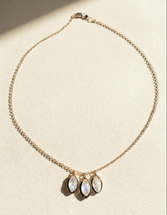 Rainbow Moonstone Petals Necklace