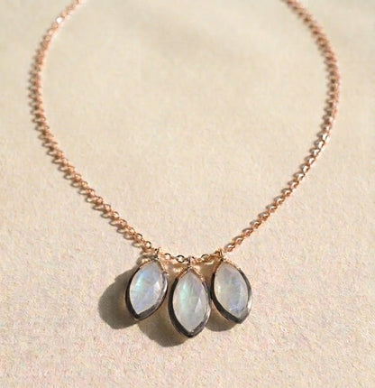 Rainbow Moonstone Petals Necklace
