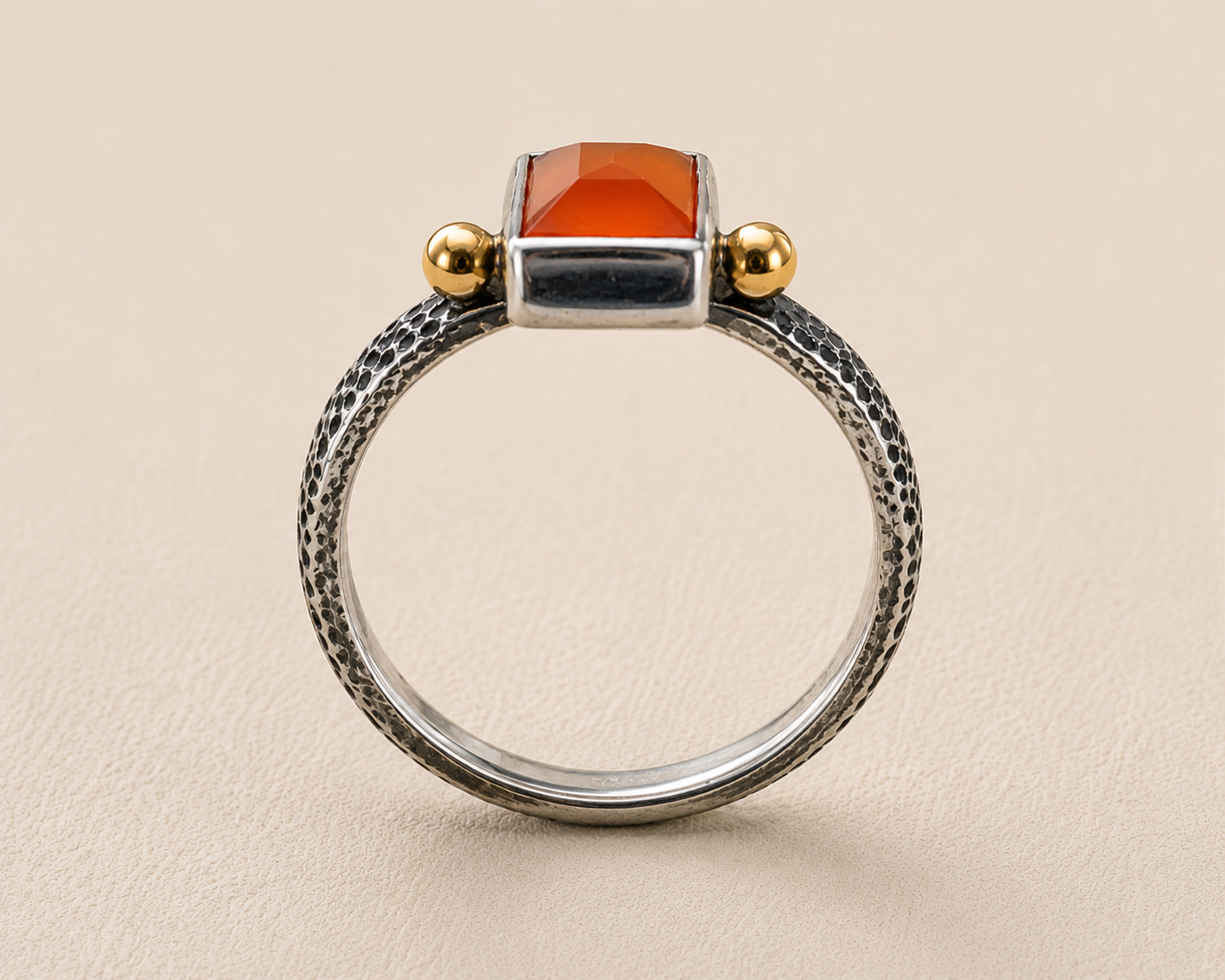 Carnelian Brass & Sterling Ring
