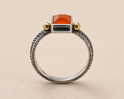 Carnelian Brass & Sterling Ring