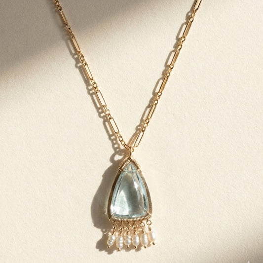 Aqua Slice Pearl Necklace