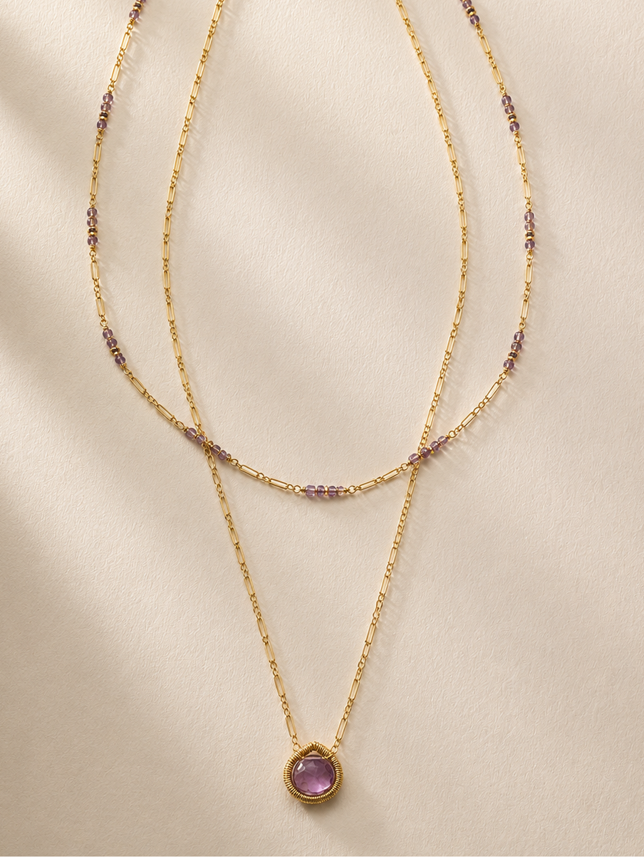 Orchid Mix Double Strand Necklace