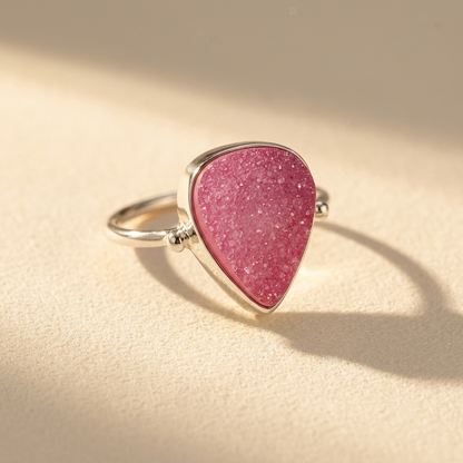 Dainty Teardrop Druzy Ring