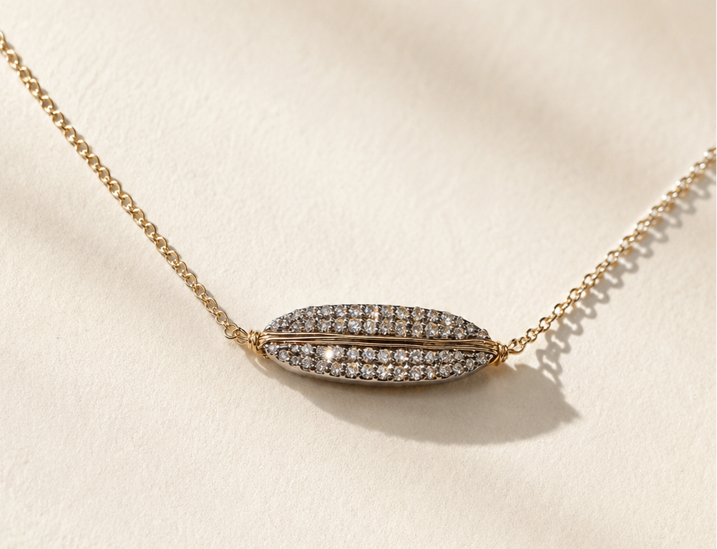 Pave Diamond Ellipse Necklace