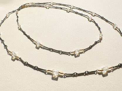 Long Two-Tone Crystal Chain Necklace
