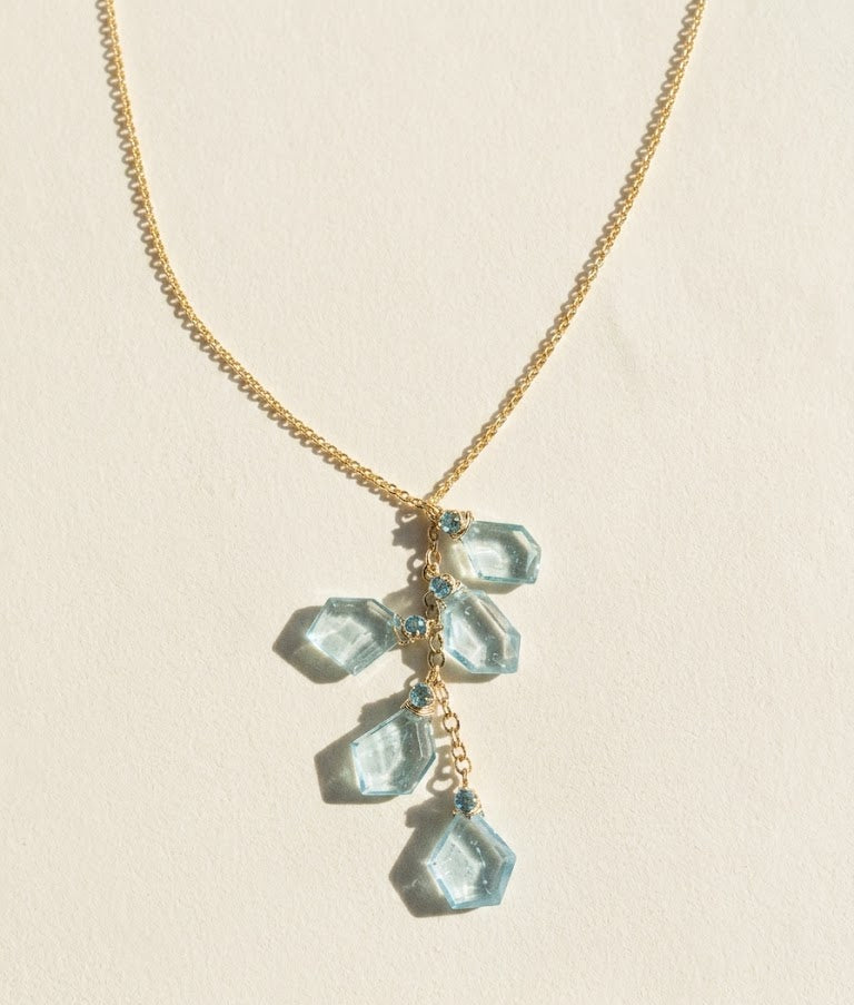 Aqua Slice Lariat Necklace