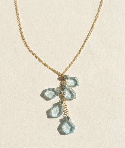Aqua Slice Lariat Necklace
