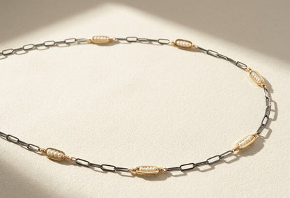 Two-Tone Seed Pearl Necklace