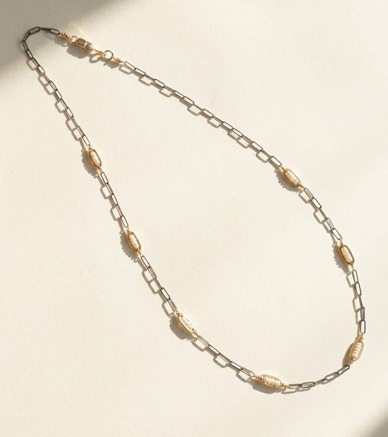 Two-Tone Seed Pearl Necklace
