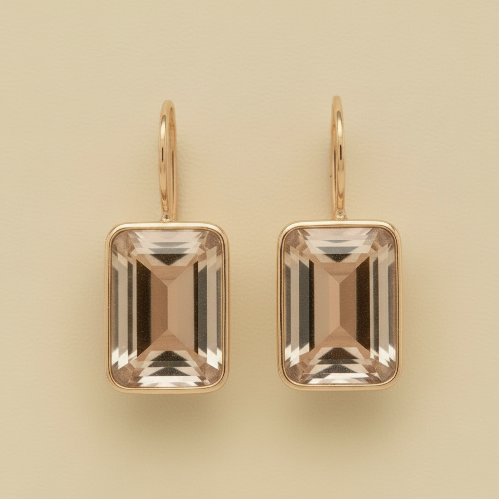Champagne Gold Emerald Cut Valencia Earrings