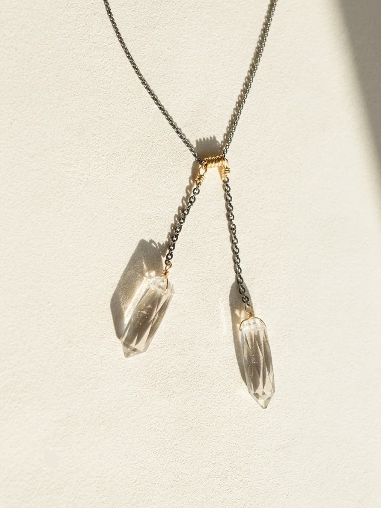Two-Tone Crystal Quartz Lariat