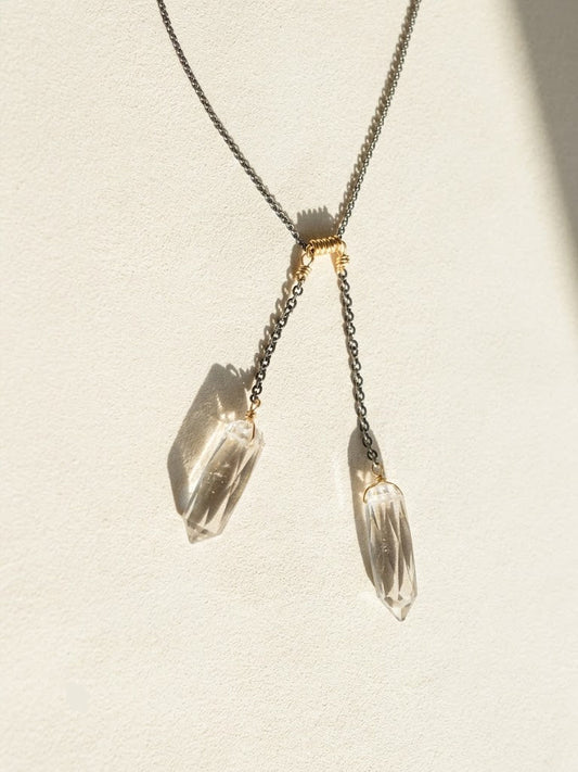 Two-Tone Crystal Quartz Lariat