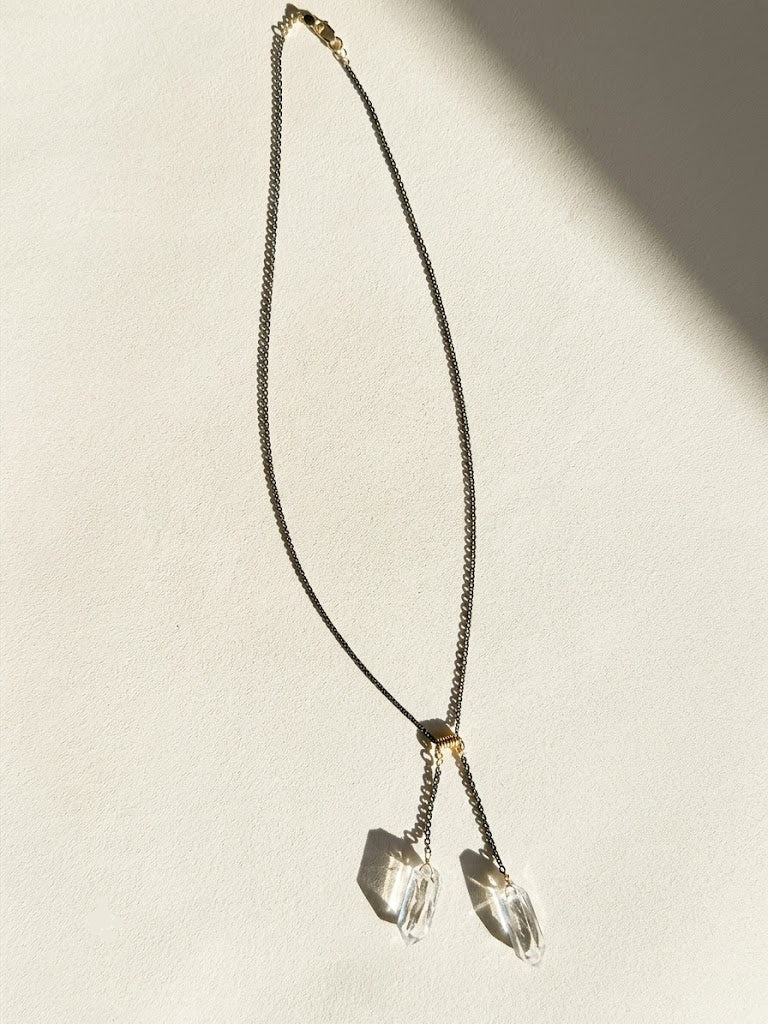 Two-Tone Crystal Quartz Lariat