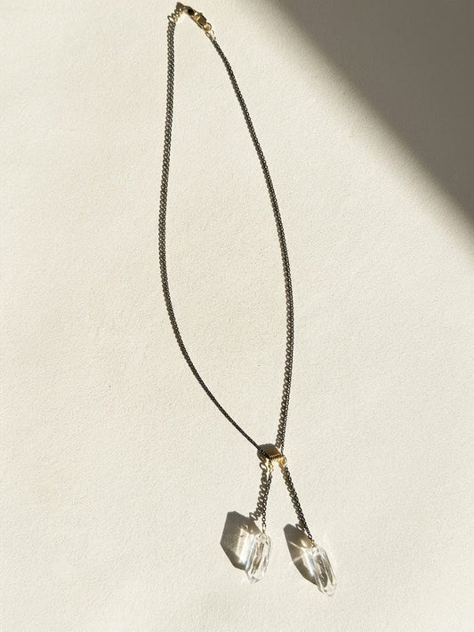 Two-Tone Crystal Quartz Lariat