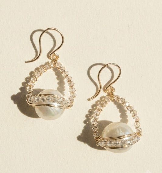 Orbital Pearl Sparkle Earrings