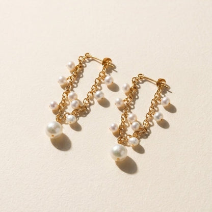 Pearl Cluster Chain Earrings