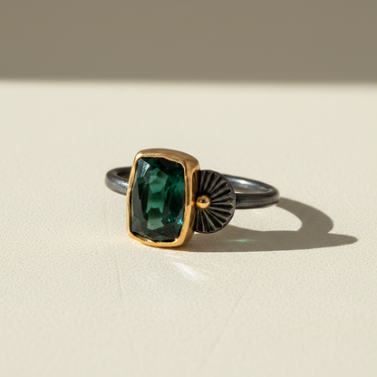 Deep Green Tourmaline Guppy Ring