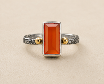Carnelian Brass & Sterling Ring