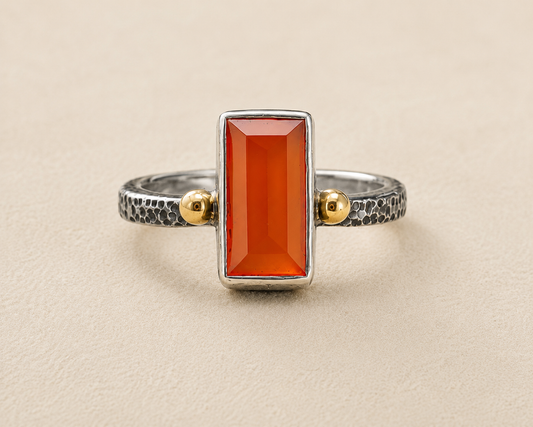 Carnelian Brass & Sterling Ring