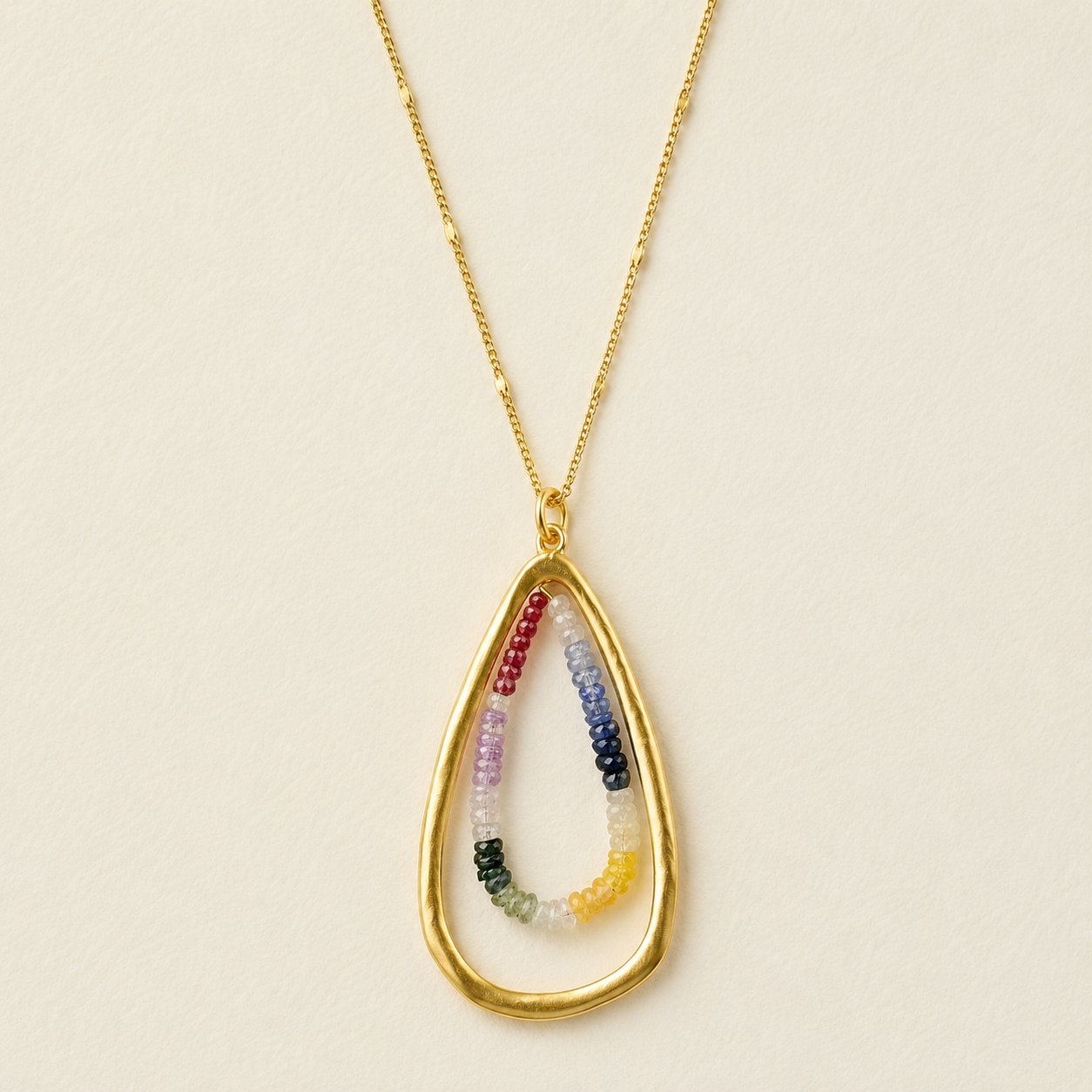 Multicolor Sapphire Teardrop Necklace
