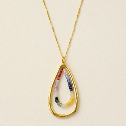 Multicolor Sapphire Teardrop Necklace